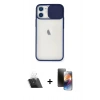 MARSİLYAN™- iPhone 11 Kılıf Vadi Çizgi - Siyah 3D Antistatik Mat Seramik Nano Ekran Koruyucu + Şeffaf Kamera Lens Koruma Cam