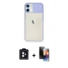 MARSİLYAN™- iPhone 11 Kılıf Vadi Çizgi - Siyah 3D Antistatik Mat Seramik Nano Ekran Koruyucu + Siyah PVD Metal Kamera Lens