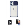MARSİLYAN™- iPhone 11 Kılıf Vadi Çizgi - Siyah 3D Antistatik Mat Seramik Nano Ekran Koruyucu + Siyah PVD Metal Kamera Lens