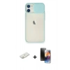 MARSİLYAN™- iPhone 11 Kılıf Vadi Çizgi - Siyah 3D Antistatik Mat Seramik Nano Ekran Koruyucu + Renkli Kamera Lens Koruma Cam - TU