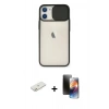 MARSİLYAN™- iPhone 11 Kılıf Vadi Çizgi - Siyah 3D Antistatik Mat Seramik Nano Ekran Koruyucu + Renkli Kamera Lens Koruma Cam - TU