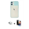 MARSİLYAN™- iPhone 11 Kılıf Vadi Çizgi - Siyah 3D Antistatik Mat Seramik Nano Ekran Koruyucu + Yeşil Pers Alüminyum Kamera Lens