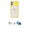 MARSİLYAN™- iPhone 11 Kılıf Vadi Çizgi - Siyah 3D Antistatik Seramik Nano Ekran Koruyucu + Pers Alüminyum Kamera Lens - GD