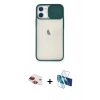 MARSİLYAN™- iPhone 11 Kılıf Vadi Çizgi - Siyah 3D Antistatik Seramik Nano Ekran Koruyucu + Pers Alüminyum Kamera Lens - KI
