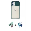 MARSİLYAN™- iPhone 11 Kılıf Vadi Çizgi - Siyah 3D Antistatik Seramik Nano Ekran Koruyucu + Raze Metal Kamera Lens - KI