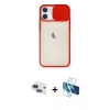 MARSİLYAN™- iPhone 11 Kılıf Vadi Çizgi - Siyah 3D Antistatik Seramik Nano Ekran Koruyucu + Lacivert Pers Alüminyum Kamera Lens