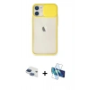 MARSİLYAN™- iPhone 11 Kılıf Vadi Çizgi - Siyah 3D Antistatik Seramik Nano Ekran Koruyucu + Lacivert Pers Alüminyum Kamera Lens
