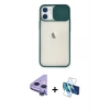 MARSİLYAN™- iPhone 11 Kılıf Vadi Çizgi - Siyah 3D Antistatik Seramik Nano Ekran Koruyucu + Raze Metal Kamera Lens - MR