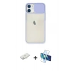 MARSİLYAN™- iPhone 11 Kılıf Vadi Çizgi - Siyah 3D Antistatik Seramik Nano Ekran Koruyucu + Renkli Kamera Lens Koruma Cam - SI