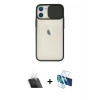 MARSİLYAN™- iPhone 11 Kılıf Vadi Çizgi - Siyah 3D Antistatik Seramik Nano Ekran Koruyucu + Şeffaf Kamera Lens Koruma Cam