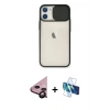 MARSİLYAN™- iPhone 11 Kılıf Vadi Çizgi - Siyah 3D Antistatik Seramik Nano Ekran Koruyucu + Raze Metal Kamera Lens - SH