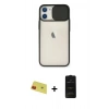MARSİLYAN™- iPhone 11 Kılıf Vadi Çizgi - Siyah 6D Antistatik Mat Seramik Hayalet Nano Ekran Koruyucu + Rainbow Kamera Lens Koruma Cam - KI