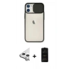 MARSİLYAN™- iPhone 11 Kılıf Vadi Çizgi - Siyah 6D Antistatik Mat Seramik Hayalet Nano Ekran Koruyucu + Raze Metal Kamera Lens - GS