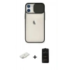 MARSİLYAN™- iPhone 11 Kılıf Vadi Çizgi - Siyah 6D Antistatik Mat Seramik Hayalet Nano Ekran Koruyucu + Sarı Renkli Kamera Lens Koruma Cam