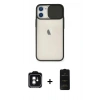 MARSİLYAN™- iPhone 11 Kılıf Vadi Çizgi - Siyah 6D Antistatik Mat Seramik Hayalet Nano Ekran Koruyucu + PVD Metal Kamera Lens - YL