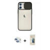 MARSİLYAN™- iPhone 11 Kılıf Vadi Çizgi - Siyah 6D Mat Seramik Hayalet Nano Ekran Koruyucu + Pers Alüminyum Kamera Lens - GI