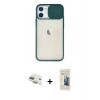 MARSİLYAN™- iPhone 11 Kılıf Vadi Çizgi - Siyah 6D Mat Seramik Hayalet Nano Ekran Koruyucu + Pers Alüminyum Kamera Lens - GD