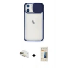 MARSİLYAN™- iPhone 11 Kılıf Vadi Çizgi - Siyah 6D Mat Seramik Hayalet Nano Ekran Koruyucu + Pers Alüminyum Kamera Lens - GD