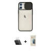 MARSİLYAN™- iPhone 11 Kılıf Vadi Çizgi - Siyah 6D Mat Seramik Hayalet Nano Ekran Koruyucu + Kamera Lens Koruma Cam - SF