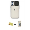 MARSİLYAN™- iPhone 11 Kılıf Vadi Çizgi - Siyah 6D Mat Seramik Hayalet Nano Ekran Koruyucu + Rainbow Kamera Lens Koruma Cam - KI