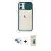 MARSİLYAN™- iPhone 11 Kılıf Vadi Çizgi - Siyah 6D Mat Seramik Hayalet Nano Ekran Koruyucu + Pers Alüminyum Kamera Lens - LT