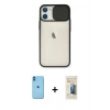 MARSİLYAN™- iPhone 11 Kılıf Vadi Çizgi - Siyah 6D Mat Seramik Hayalet Nano Ekran Koruyucu + Neon Fosforlu Kamera Lens - MI