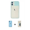 MARSİLYAN™- iPhone 11 Kılıf Vadi Çizgi - Siyah 6D Mat Seramik Hayalet Nano Ekran Koruyucu + Neon Fosforlu Kamera Lens - MI