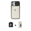 MARSİLYAN™- iPhone 11 Kılıf Vadi Çizgi - Siyah 6D Mat Seramik Hayalet Nano Ekran Koruyucu + PVD Metal Kamera Lens - SH