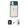 MARSİLYAN™- iPhone 11 Kılıf Vadi Çizgi - Siyah 6D Mat Seramik Hayalet Nano Ekran Koruyucu + PVD Metal Kamera Lens - SH