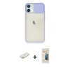 MARSİLYAN™- iPhone 11 Kılıf Vadi Çizgi - Siyah 6D Mat Seramik Hayalet Nano Ekran Koruyucu + Turuncu Renkli Kamera Lens Koruma Cam