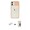 MARSİLYAN™- iPhone 11 Kılıf Vadi Çizgi - Siyah 6D Mat Seramik Hayalet Nano Ekran Koruyucu + Turuncu Renkli Kamera Lens Koruma Cam
