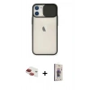 MARSİLYAN™- iPhone 11 Kılıf Vadi Çizgi - Siyah Bilvis 3D Cam Ekran Koruyucu + Pers Alüminyum Kamera Lens - KI