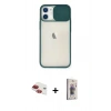 MARSİLYAN™- iPhone 11 Kılıf Vadi Çizgi - Siyah Bilvis 3D Cam Ekran Koruyucu + Pers Alüminyum Kamera Lens - KI