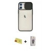 MARSİLYAN™- iPhone 11 Kılıf Vadi Çizgi - Siyah Bilvis 3D Cam Ekran Koruyucu + Rainbow Kamera Lens Koruma Cam - KI
