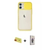 MARSİLYAN™- iPhone 11 Kılıf Vadi Çizgi - Siyah Bilvis 3D Cam Ekran Koruyucu + Rainbow Kamera Lens Koruma Cam - KI