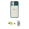 MARSİLYAN™- iPhone 11 Kılıf Vadi Çizgi - Siyah Bilvis 3D Cam Ekran Koruyucu + Rainbow Kamera Lens Koruma Cam - KI