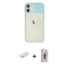 MARSİLYAN™- iPhone 11 Kılıf Vadi Çizgi - Siyah Bilvis 3D Cam Ekran Koruyucu + Renkli Kamera Lens Koruma Cam - PE