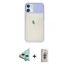 MARSİLYAN™- iPhone 11 Kılıf Vadi Çizgi - Siyah Bilvis 3D Cam Ekran Koruyucu + Raze Metal Kamera Lens - MI