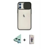MARSİLYAN™- iPhone 11 Kılıf Vadi Çizgi - Siyah Bilvis 3D Cam Ekran Koruyucu + Raze Metal Kamera Lens - MI