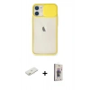 MARSİLYAN™- iPhone 11 Kılıf Vadi Çizgi - Siyah Bilvis 3D Cam Ekran Koruyucu + Renkli Kamera Lens Koruma Cam - TU