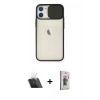 MARSİLYAN™- iPhone 11 Kılıf Vadi Çizgi - Siyah Bilvis 3D Cam Ekran Koruyucu + Kamera Lens Koruma Cam - SF