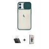 MARSİLYAN™- iPhone 11 Kılıf Vadi Çizgi - Siyah Bilvis 3D Cam Ekran Koruyucu + Kamera Lens Koruma Cam - SF