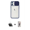 MARSİLYAN™- iPhone 11 Kılıf Vadi Çizgi - Siyah Bilvis 3D Cam Ekran Koruyucu + Kamera Lens Koruma Cam - SF