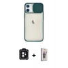 MARSİLYAN™- iPhone 11 Kılıf Vadi Çizgi - Siyah Bilvis 3D Cam Ekran Koruyucu + PVD Metal Kamera Lens - SH