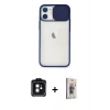 MARSİLYAN™- iPhone 11 Kılıf Vadi Çizgi - Siyah Bilvis 3D Cam Ekran Koruyucu + PVD Metal Kamera Lens - SH