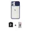 MARSİLYAN™- iPhone 11 Kılıf Vadi Çizgi - Siyah Bilvis 3D Cam Ekran Koruyucu + PVD Metal Kamera Lens - TU
