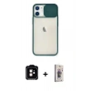 MARSİLYAN™- iPhone 11 Kılıf Vadi Çizgi - Siyah Bilvis 3D Cam Ekran Koruyucu + PVD Metal Kamera Lens - TU