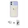 MARSİLYAN™- iPhone 11 Kılıf Vadi Çizgi - Siyah Bilvis 3D Mat Cam Ekran Koruyucu + Pers Alüminyum Kamera Lens - GD