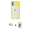 MARSİLYAN™- iPhone 11 Kılıf Vadi Çizgi - Siyah Bilvis 3D Mat Cam Ekran Koruyucu + Pers Alüminyum Kamera Lens - GD