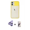 MARSİLYAN™- iPhone 11 Kılıf Vadi Çizgi - Siyah Bilvis 3D Mat Cam Ekran Koruyucu + Raze Metal Kamera Lens - MR